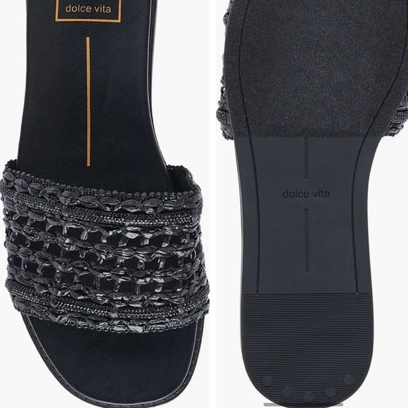 Dolce Vita GWENN Black Raffia Sandal Slide - Picture 5 of 7